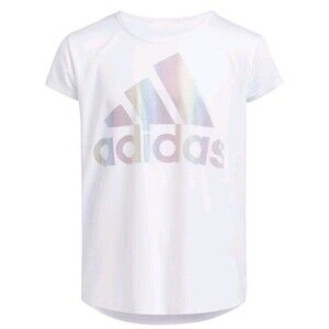 ADIDAS AEROREADY Size XL Girls White Short Sleeve Slim Athletic T-Shirt